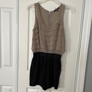 Bloom Layered Tan and Black Romper